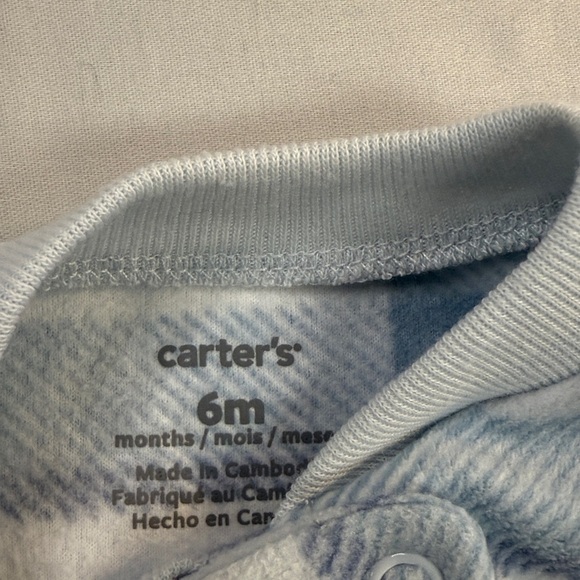 Carter's - Soft Blue and White Fleece Onesie/Sleeper - Picture 4 of 4